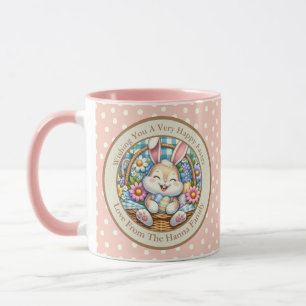 Happy Oaster mit Niedlichem Hasen, Eiern und Blume Tasse