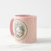 Happy Oaster mit Niedlichem Hasen, Eiern und Blume Tasse (Vorderseite Links)