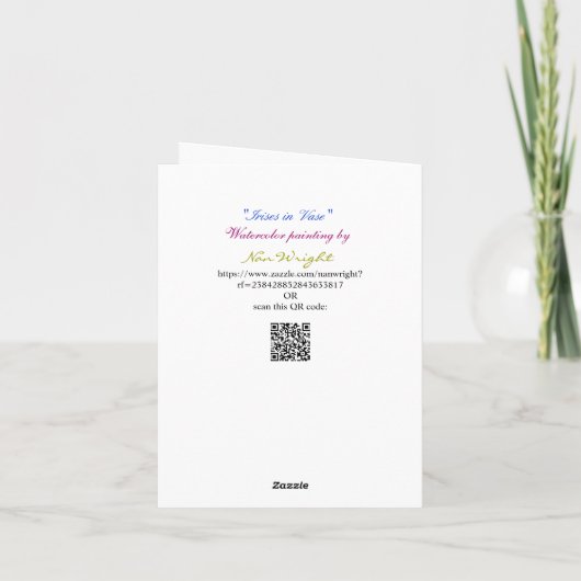 Happy Oaster mit Vase-Iris-Blume Karte (Rückseite)