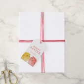Happy Oaster mit zwei Hühnern in Gelb und Rosa Geschenkanhänger (Mit Garn)
