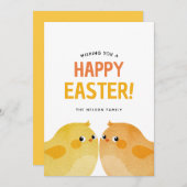 Happy Oaster mit zwei kleinen Hühnern Einladung (Vorne/Hinten)
