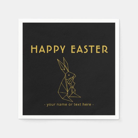 Happy Oaster Modern Black and Gold Paper Napkin Serviette (Vorderseite)