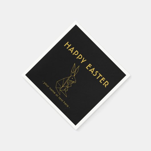 Happy Oaster Modern Black and Gold Paper Napkin Serviette (Ecke)