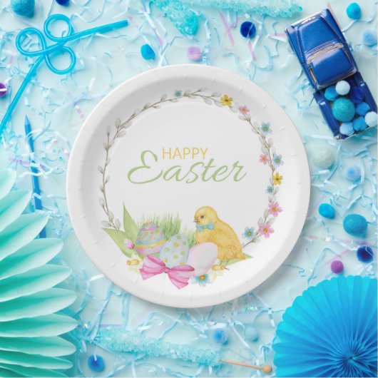 Happy Oaster Modern Chick Eggs Blumenstrauß Pappteller (Party)