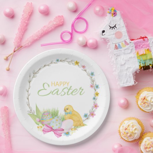 Happy Oaster Modern Chick Eggs Blumenstrauß Pappteller (Party)