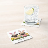 Happy Oaster Mops Hunde Bunny Ears Untersetzer (Vor Ort)