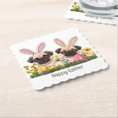 Happy Oaster Mops Hunde Bunny Ears Untersetzer (angewinkelt)