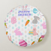 Happy Oaster Muster Rundes Kissen (Rückseite)