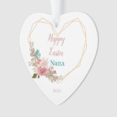Happy Oaster Nana Geometric Floral Heart Ornament (Vorderseite)