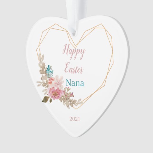 Happy Oaster Nana Geometric Floral Heart Ornament (Vorderseite)