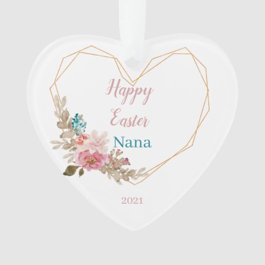 Happy Oaster Nana Geometric Floral Heart Ornament (Vorderseite)