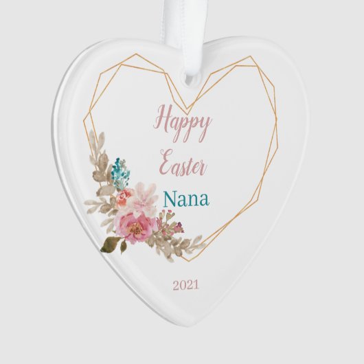 Happy Oaster Nana Geometric Floral Heart Ornament (Vorderseite)