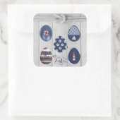 Happy Oaster Nautical Themed Coastal Bootings Quadratischer Aufkleber (Tasche)