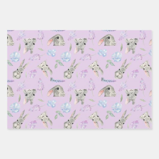 Happy Oaster Neugierige Kaninchen Pastellfarben Bl Geschenkpapier Set (Vorderseite 3)