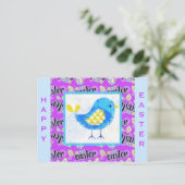 Happy Oaster Niedlich Blue Chick Postkarte (Stehend Vorderseite)