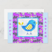 Happy Oaster Niedlich Blue Chick Postkarte (Vorne/Hinten)
