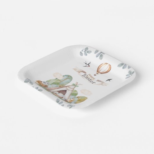 Happy Oaster Niedlich Boho Rustic Teepee Kindergeb Pappteller (Gewinkelt)