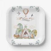 Happy Oaster Niedlich Boho Rustic Teepee Kindergeb Pappteller (Vorderseite)