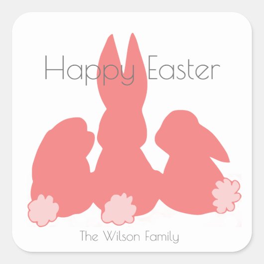 Happy Oaster | Niedlich Bunnies | Personalisierter Quadratischer Aufkleber (Vorderseite)