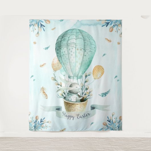 Happy Oaster Niedlich Bunny & Balloons Design Wandteppich (Vorderseite)