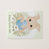 Happy Oaster Niedlich Bunny Blue Egg Personalisier Puzzle (Horizontal)