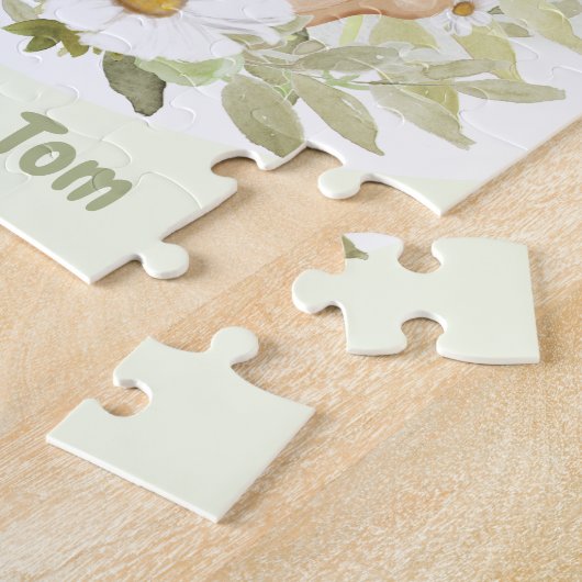 Happy Oaster Niedlich Bunny Blue Egg Personalisier Puzzle (Seite)