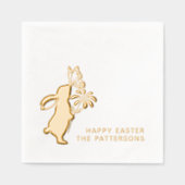 Happy Oaster Niedlich Bunny Butterfly Personalisie Servietten Mit Folie (Vorderseite)