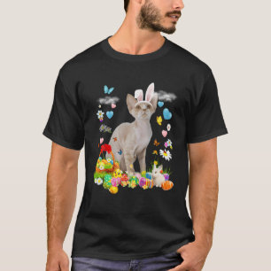 Happy Oaster Niedlich Bunny Cat Devon Rex Eggs Bas T-Shirt