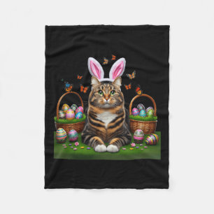 Happy Oaster Niedlich Bunny Cat Eggs Basket Osterk Fleecedecke