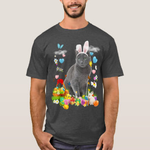 Happy Oaster Niedlich Bunny Cat Russisch Blaues Ei T-Shirt