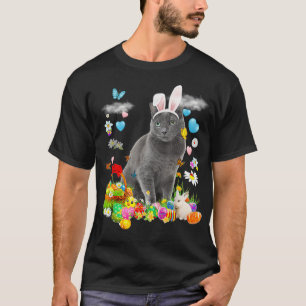 Happy Oaster Niedlich Bunny Cat Russisch Blaues Ei T-Shirt