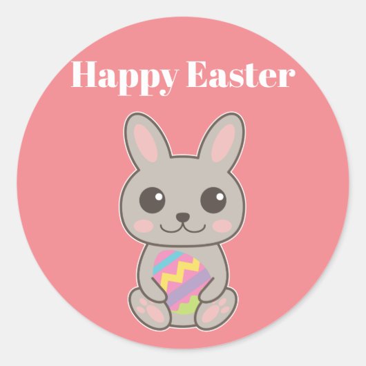 Happy Oaster Niedlich Bunny Classic Round Sticker (Vorderseite)