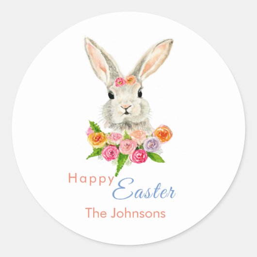 Happy Oaster Niedlich Bunny Classic Round Sticker (Vorderseite)