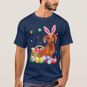 Happy Oaster Niedlich Bunny Dackel Tragend Bunny E T-Shirt
