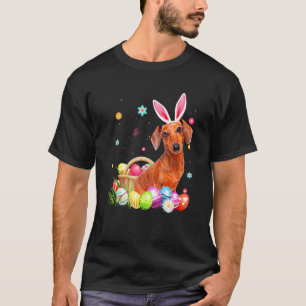 Happy Oaster Niedlich Bunny Dackel Tragend Bunny E T-Shirt