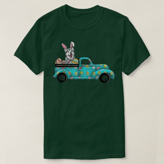 Happy Oaster Niedlich Bunny Dog Husky Eggs Alter L T-Shirt (Design vorne)