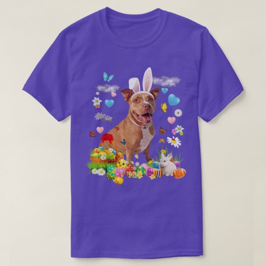 Happy Oaster Niedlich Bunny Dog Pitbull Eggs Baske T-Shirt (Design vorne)