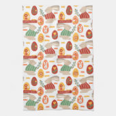 Happy Oaster Niedlich Bunny Eggs Frühlingsblumen Geschirrtuch (Vertikal)