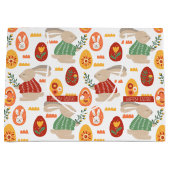 Happy Oaster Niedlich Bunny Eggs Frühlingsblumen Große Geschenktüte (Vorderseite)