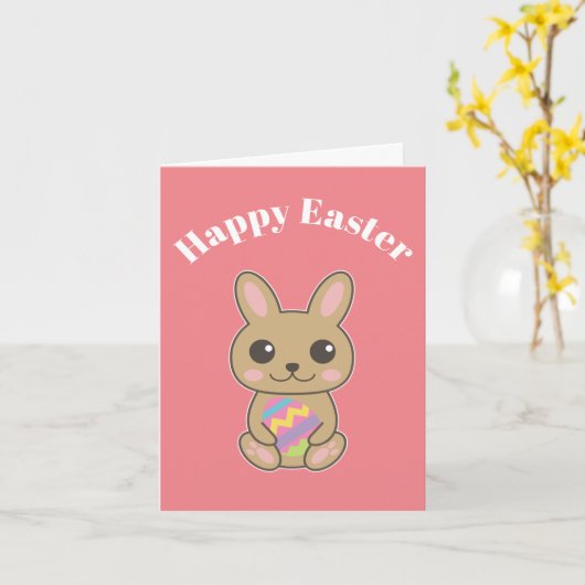 Happy Oaster Niedlich Bunny Karte (Gelbe Blume)