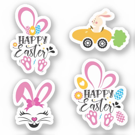 Happy Oaster Niedlich Bunny mit Eggs Collection Pa Aufkleber (Vorderseite)