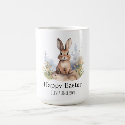 Happy Oaster Niedlich Bunny mit gelben Blumen Kaffeetasse (Mittel)
