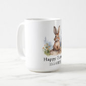 Happy Oaster Niedlich Bunny mit gelben Blumen Kaffeetasse (Vorderseite Links)