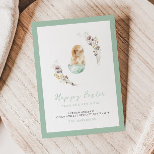 Happy Oaster Niedlich Bunny Neue Zuhause Ankündigu Ankündigung