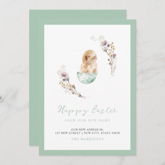 Happy Oaster Niedlich Bunny Neue Zuhause Ankündigu Ankündigung (Vorne/Hinten)