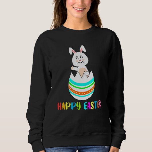 Happy Oaster Niedlich Bunny Ostereier Kaninchen Sweatshirt (Vorderseite)