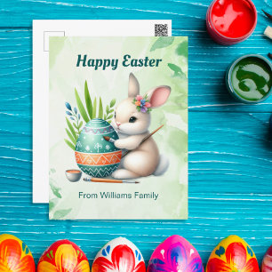 Happy Oaster, Niedlich Bunny Painting a Osteregg Feiertagspostkarte