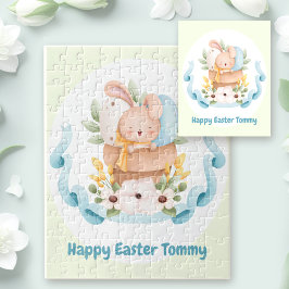 Happy Oaster Niedlich Bunny personalisiert Jigsaw Puzzle