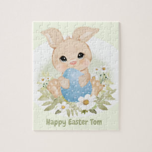 Happy Oaster Niedlich Bunny personalisiert Jigsaw  Puzzle