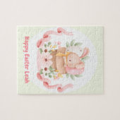 Happy Oaster Niedlich Bunny Personalisiert Name Gi Puzzle (Horizontal)